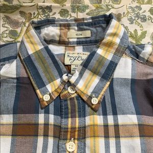 Jcrew blue Madras long sleeve button down shirt